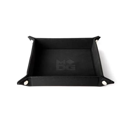 Accessories: Leather Backed Fold Up Dice Tray: Black