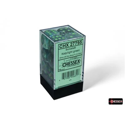 Chessex: Borealis 12D6 Dice Kelp/Light Green Luminary