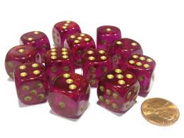 Chessex: Borealis 16mm  Magenta / Gold (12)