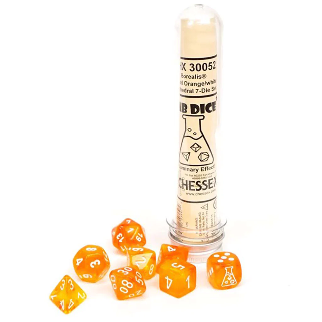 Chessex: Borealis 7-Die Set Blood Orange/White