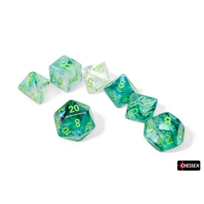 Chessex: Borealis 7P Polyhedral Kelp/Light Green