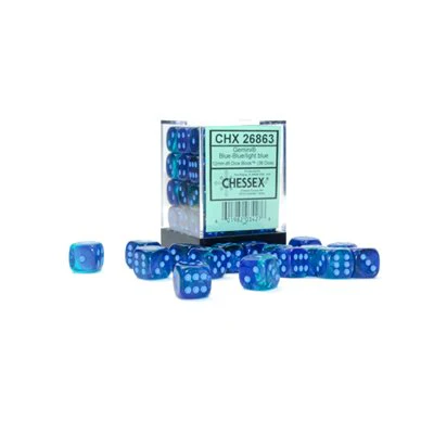 Chessex: Gemini 12mm 36 Dice Blue Blue / LIght Blue Luminary