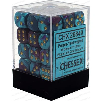 Chessex: Gemini 12mm 36 Dice Purple Teal / Gold
