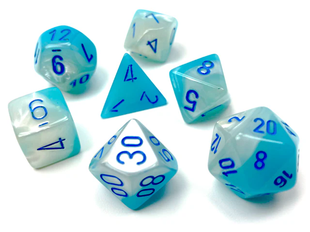 Chessex: Gemini 7P Pearl Turquoise-White/Blue Luminary