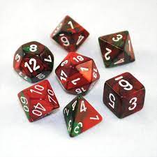 Chessex: Gemini 7PC Green-Red / White