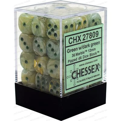 Chessex: Marble 36D6 Green/Dark Green