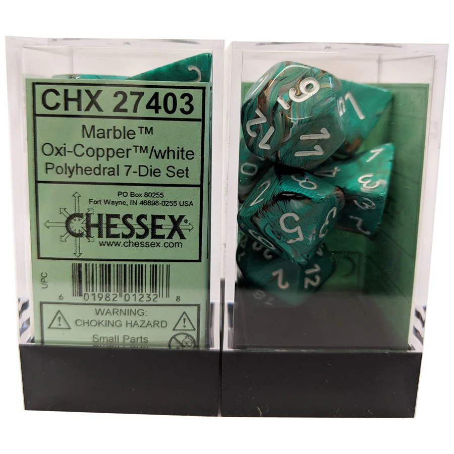 Chessex: Marble 7pc Oxi-Copper/White