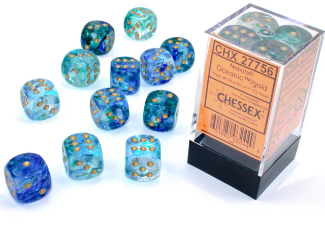 Chessex: Nebula 12D6 Oceanic/Gold Luminary