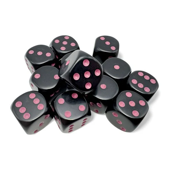 Chessex: Opaque 16mm Black/Pink