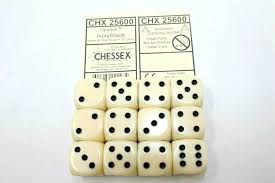 Chessex: Opaque 16mm Ivory / Black (12)
