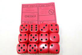 Chessex: Opaque 16mm Red / Black (12)