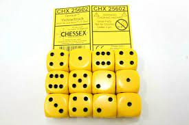 Chessex: Opaque 16mm Yellow / Black (12)