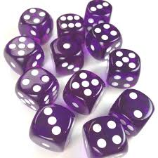 Chessex: Translucent 16mm Purple / White  (12)
