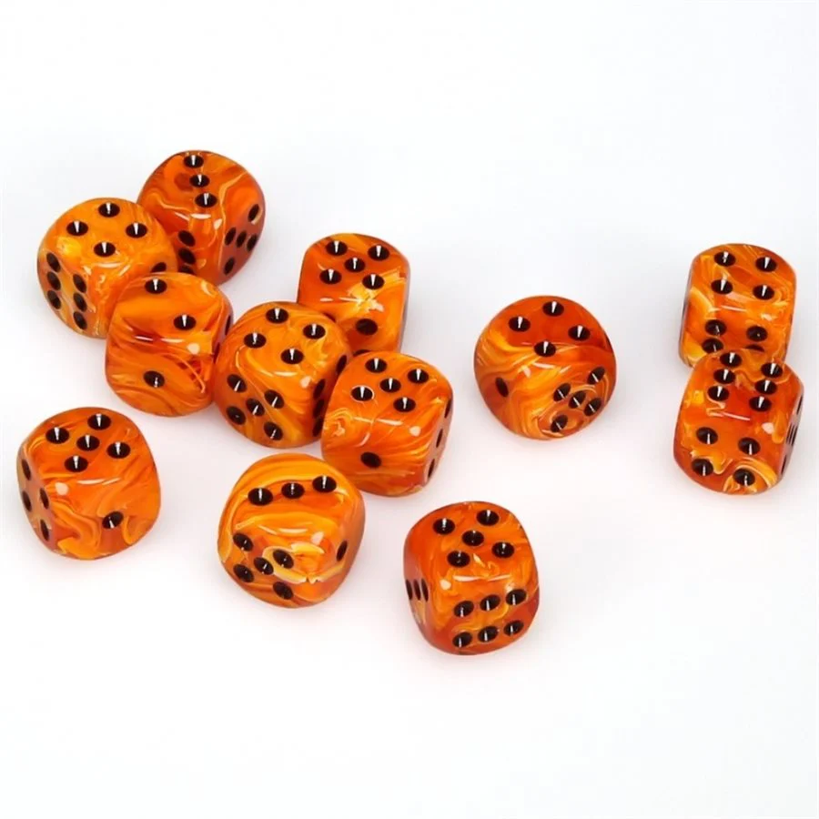 Chessex: Vortex 12x D6: 16 mm: Orange/Black