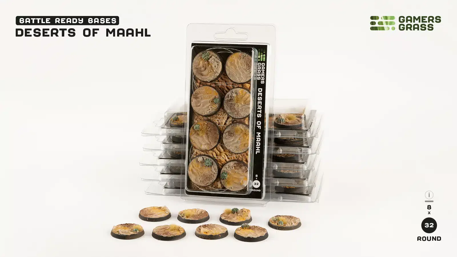Gamer Grass: Deserts of Maahl Bases, Round 32mm x 8