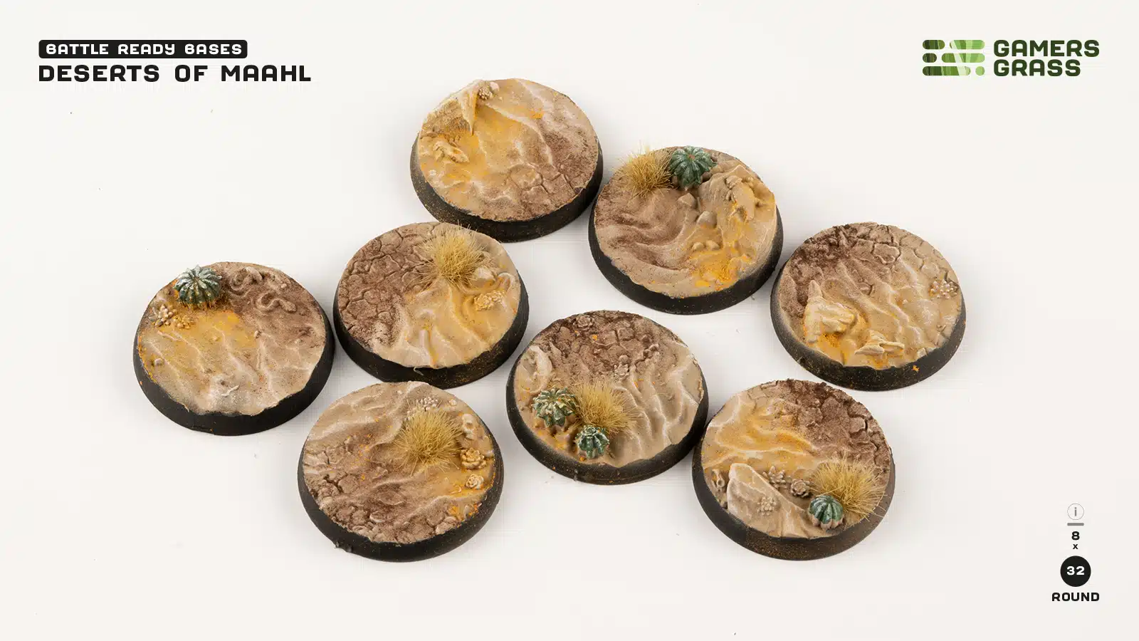 Gamer Grass: Deserts of Maahl Bases, Round 32mm x 8 - Image 2
