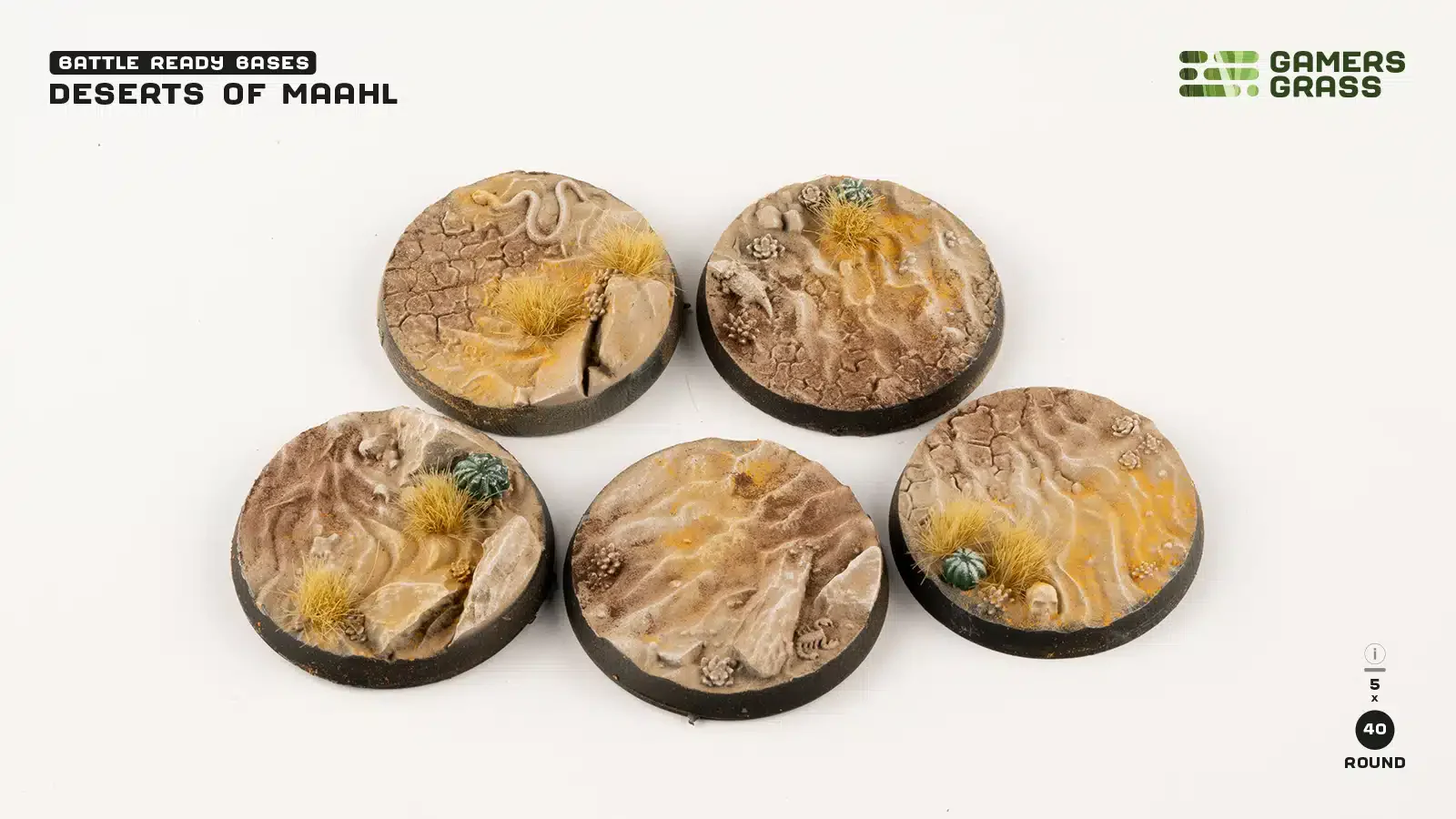 Gamer Grass: Deserts of Maahl Bases, Round 40mm x 5 - Image 2