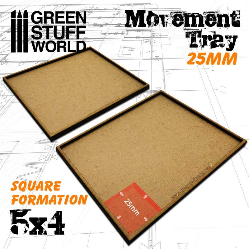 Green Stuff World: MDF Movement Trays 125x100mm 25mm Square Formation 5x4
