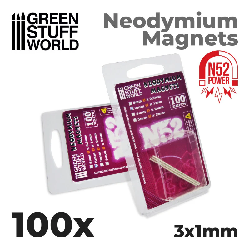 Green Stuff World: Neodymium Magnets N52 3x1mm x 100